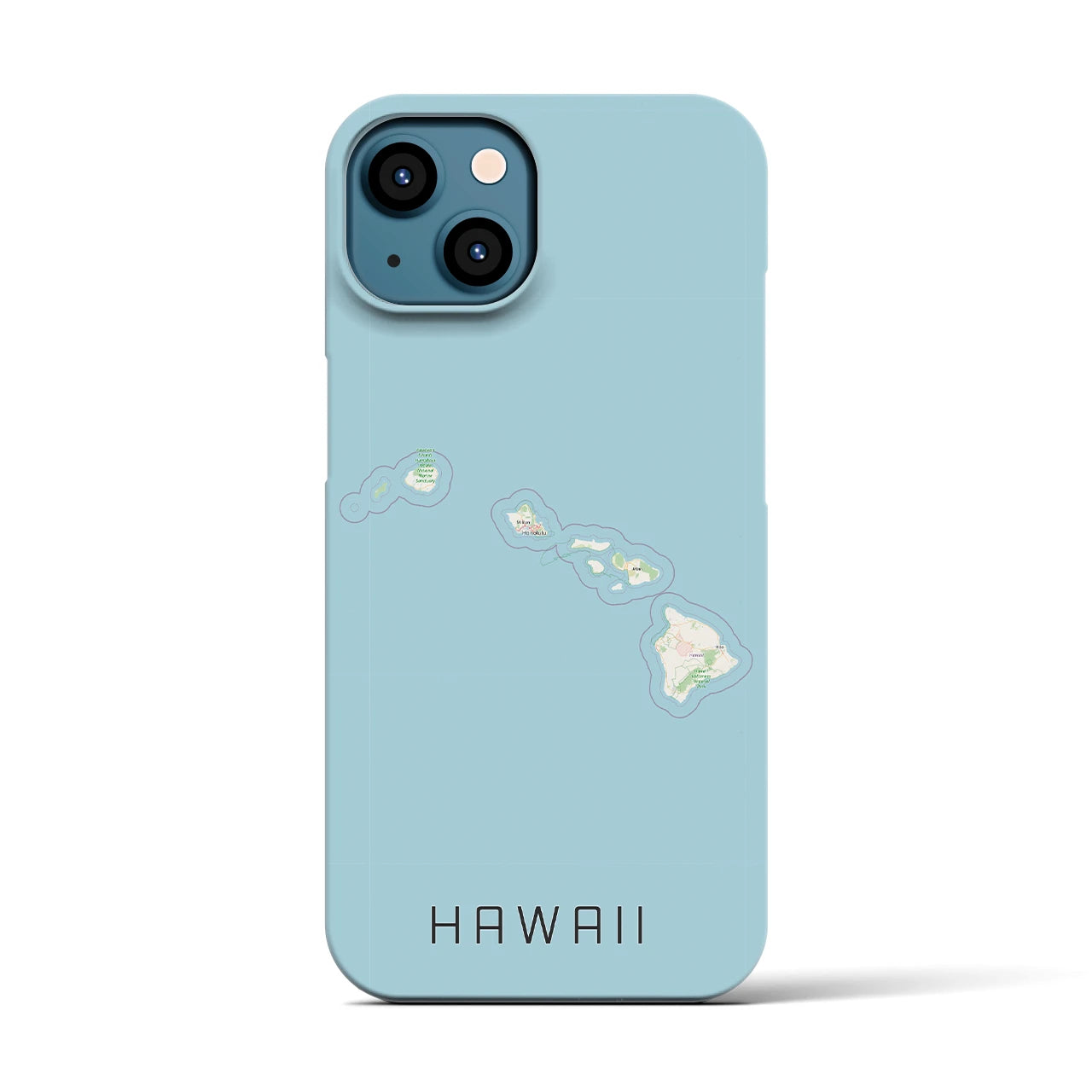 【ハワイ（アメリカ）】地図柄iPhoneケース（バックカバータイプ）ナチュラル・iPhone 13 用