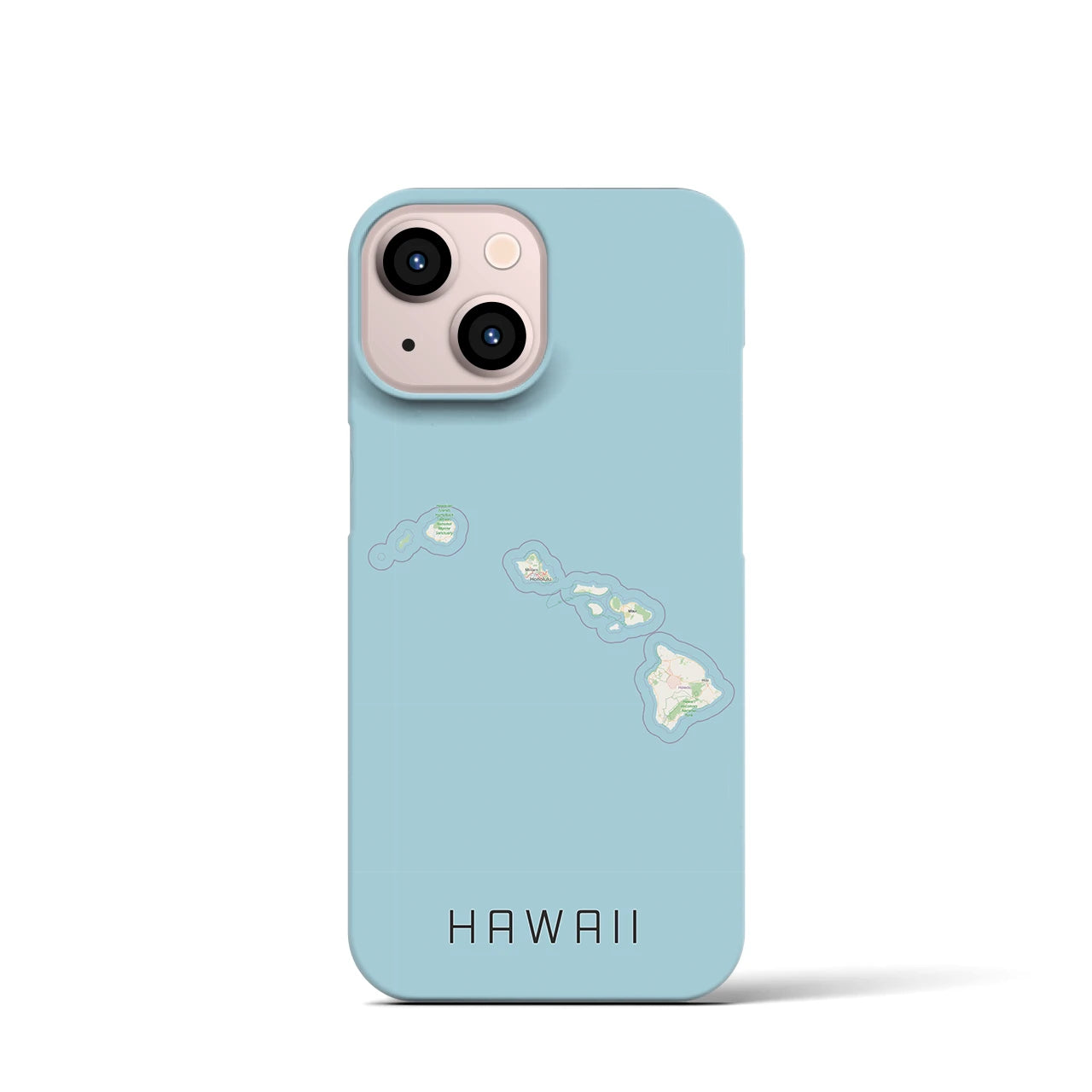 【ハワイ（アメリカ）】地図柄iPhoneケース（バックカバータイプ）ナチュラル・iPhone 13 mini 用