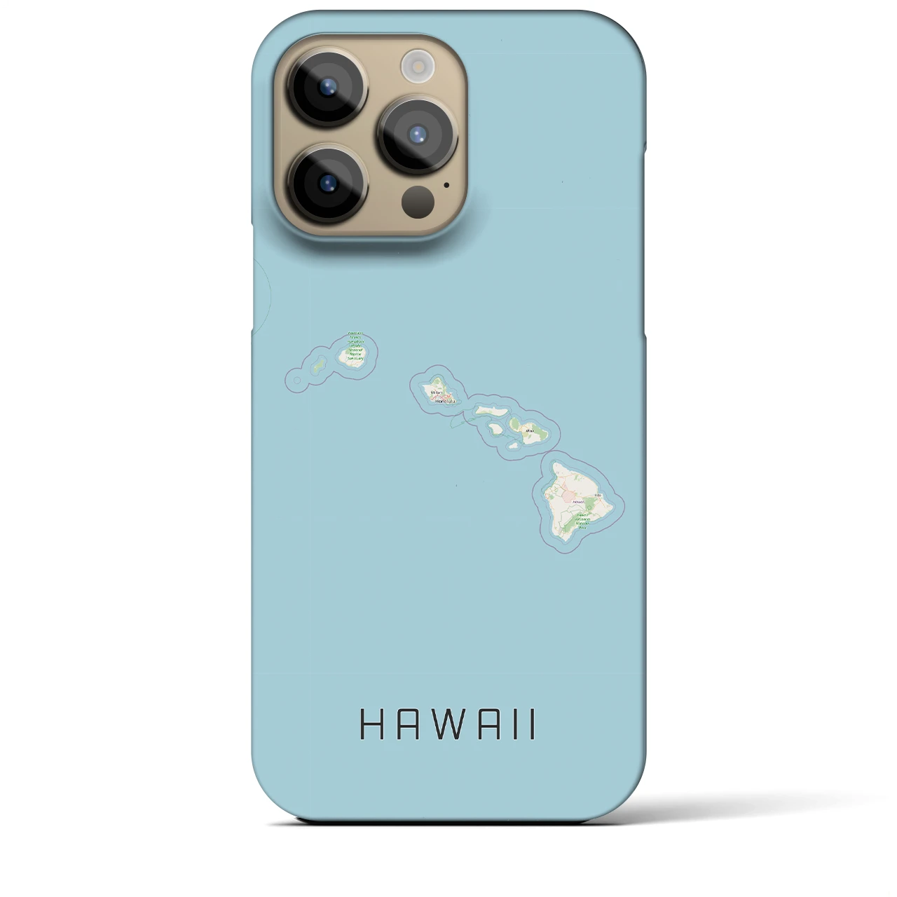 【ハワイ（アメリカ）】地図柄iPhoneケース（バックカバータイプ）ナチュラル・iPhone 14 Pro Max 用