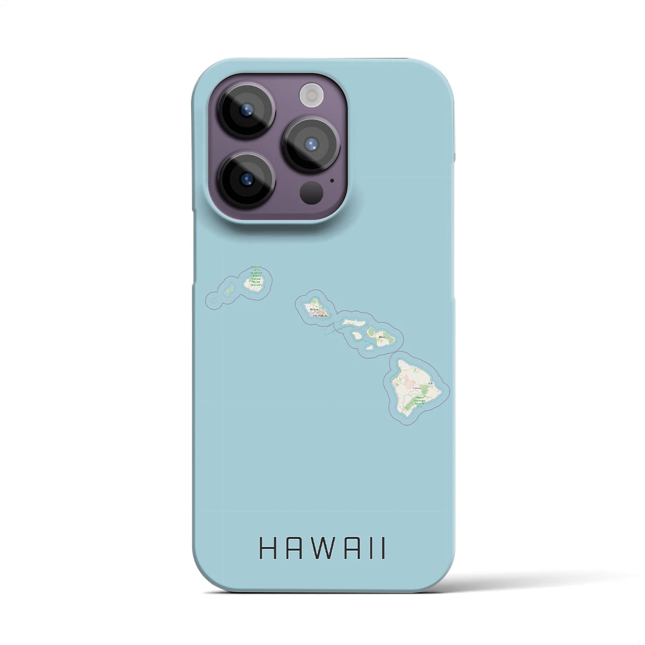 【ハワイ（アメリカ）】地図柄iPhoneケース（バックカバータイプ）ナチュラル・iPhone 14 Pro 用
