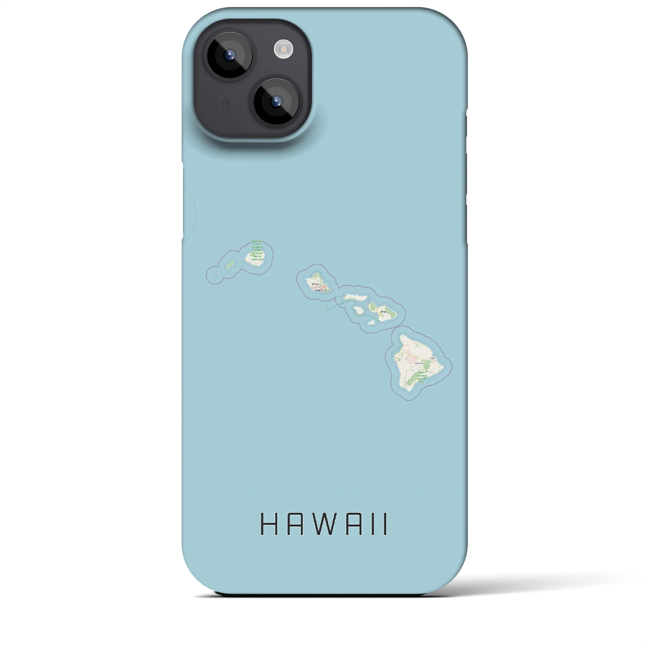 【ハワイ（アメリカ）】地図柄iPhoneケース（バックカバータイプ）ナチュラル・iPhone 14 Plus 用