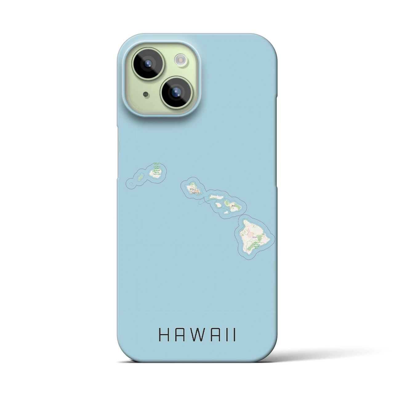 【ハワイ（アメリカ）】地図柄iPhoneケース（バックカバータイプ）ナチュラル・iPhone 15 用