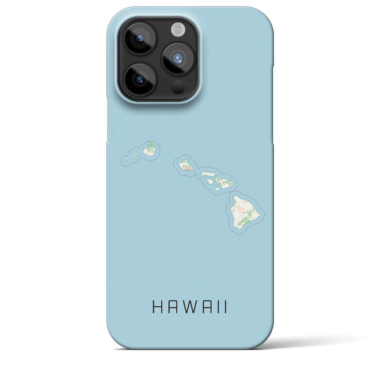 【ハワイ（アメリカ）】地図柄iPhoneケース（バックカバータイプ）ナチュラル・iPhone 15 Pro Max 用