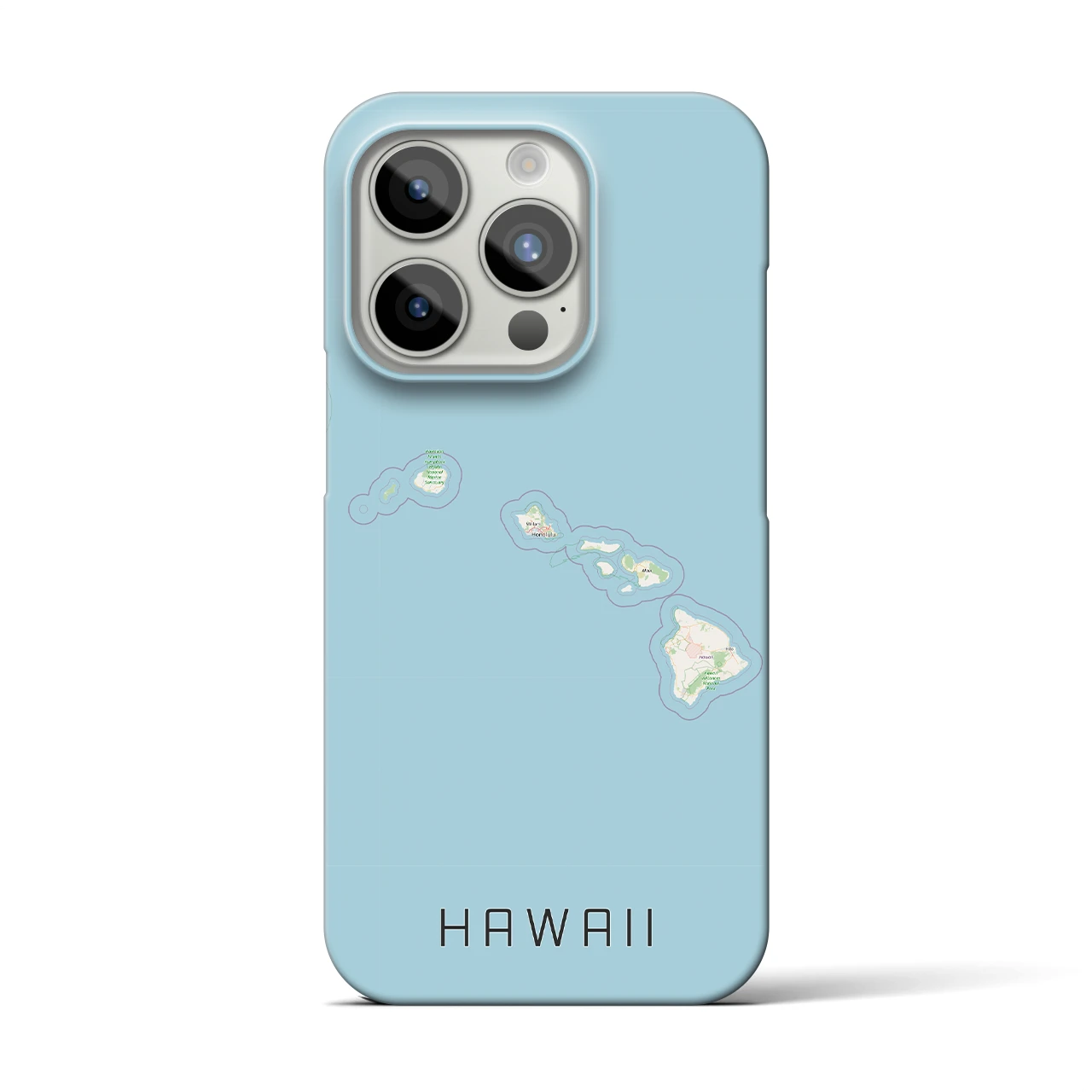 【ハワイ（アメリカ）】地図柄iPhoneケース（バックカバータイプ）ナチュラル・iPhone 15 Pro 用