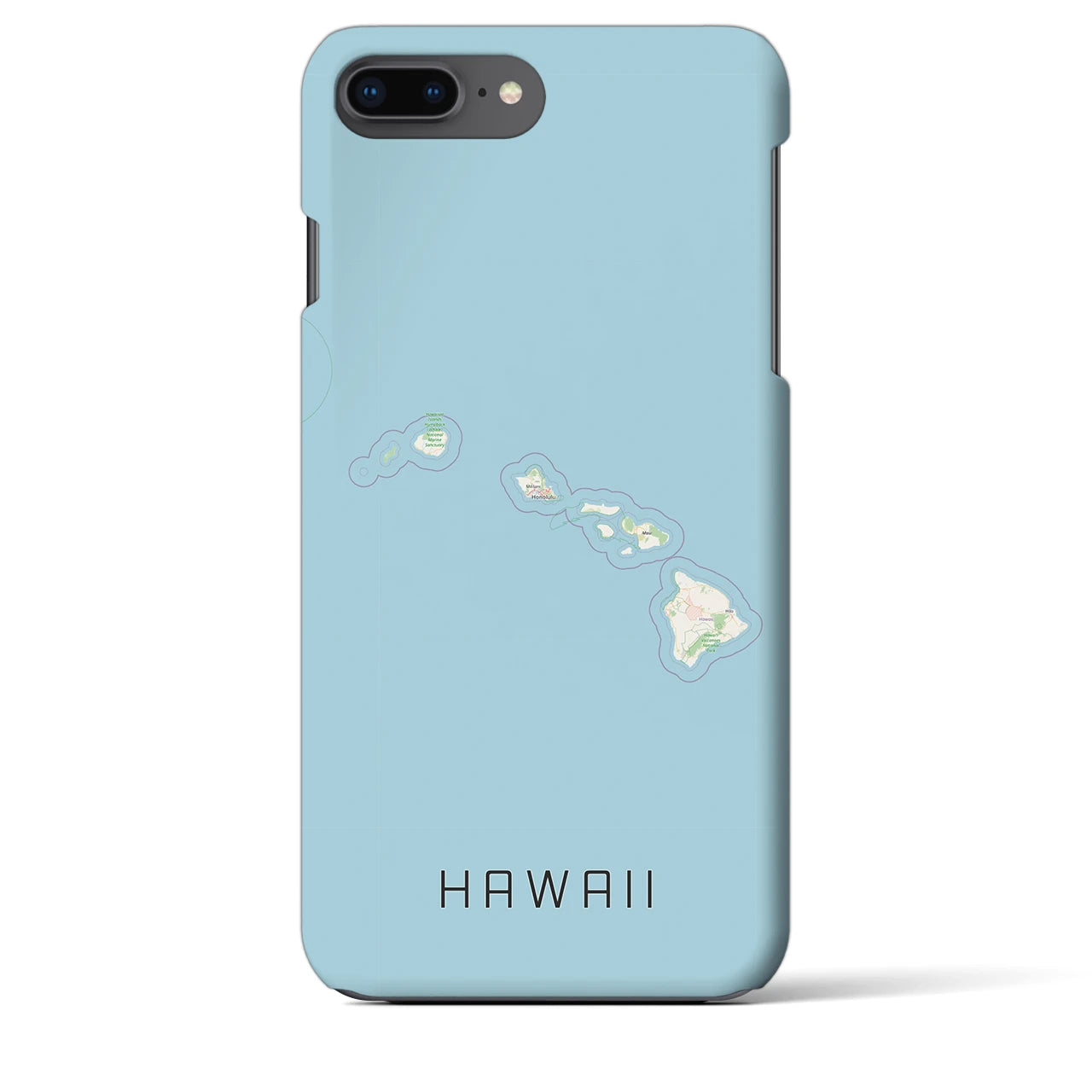 【ハワイ（アメリカ）】地図柄iPhoneケース（バックカバータイプ）ナチュラル・iPhone 8Plus /7Plus / 6sPlus / 6Plus 用