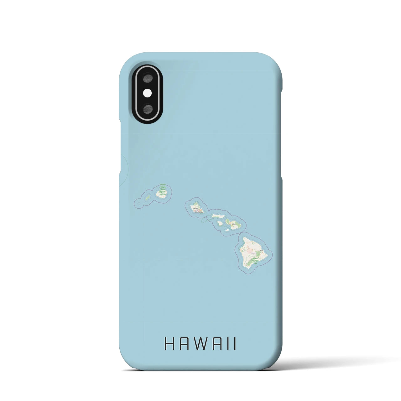 【ハワイ（アメリカ）】地図柄iPhoneケース（バックカバータイプ）ナチュラル・iPhone XS / X 用