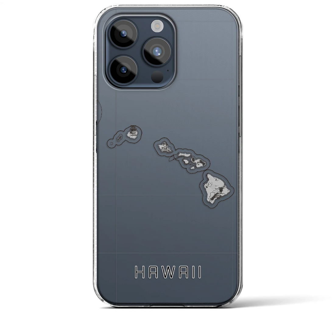 【ハワイ（アメリカ）】地図柄iPhoneケース（クリアタイプ）モノトーン・iPhone 15 Pro Max 用
