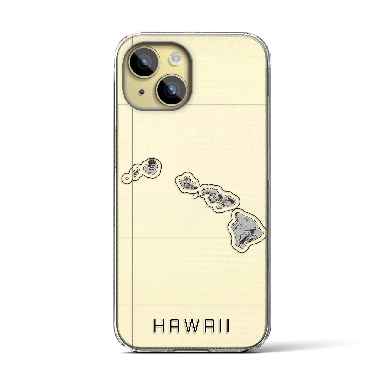 【ハワイ（アメリカ）】地図柄iPhoneケース（クリアタイプ）