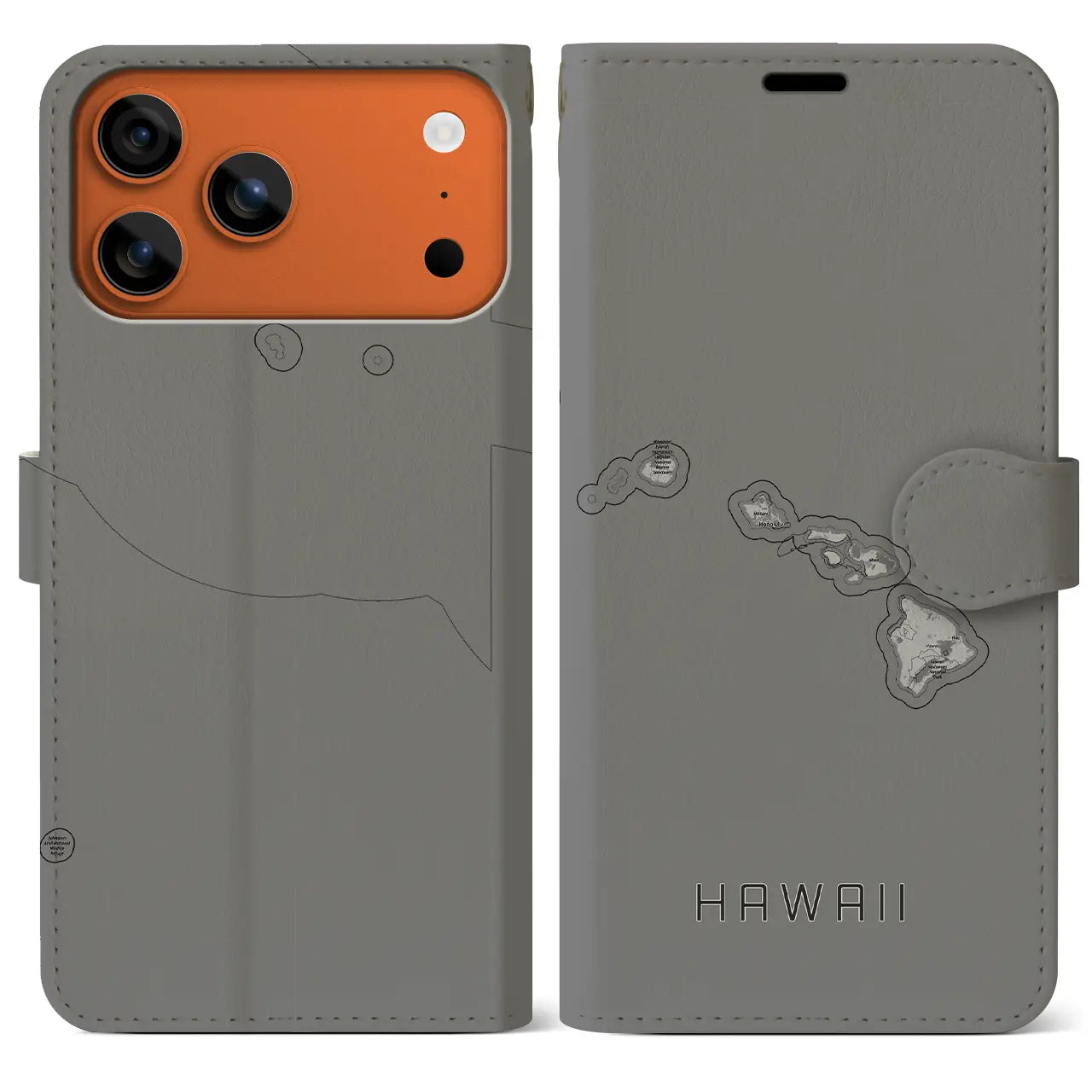 【ハワイ（アメリカ）】地図柄iPhoneケース（手帳タイプ）