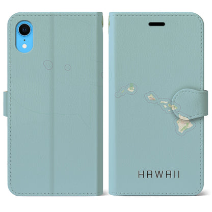 【ハワイ（アメリカ）】地図柄iPhoneケース（手帳タイプ）ナチュラル・iPhone XR 用