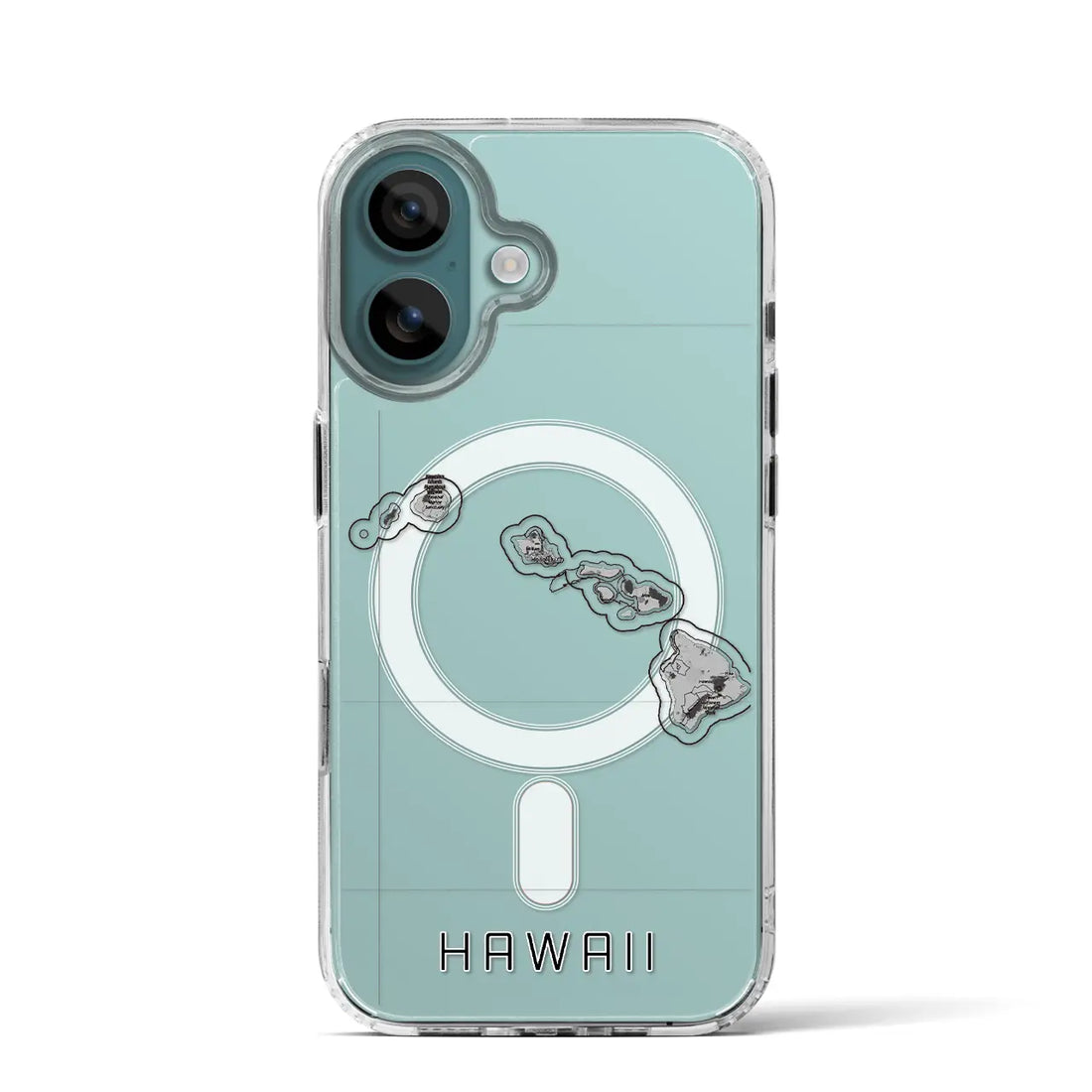 【ハワイ(アメリカ)】地図柄iPhoneケース(MagSafeタイプ)モノトーン・iPhone 16 Pro 用