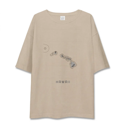【ハワイ（アメリカ）】地図柄ビッグシルエットTシャツ