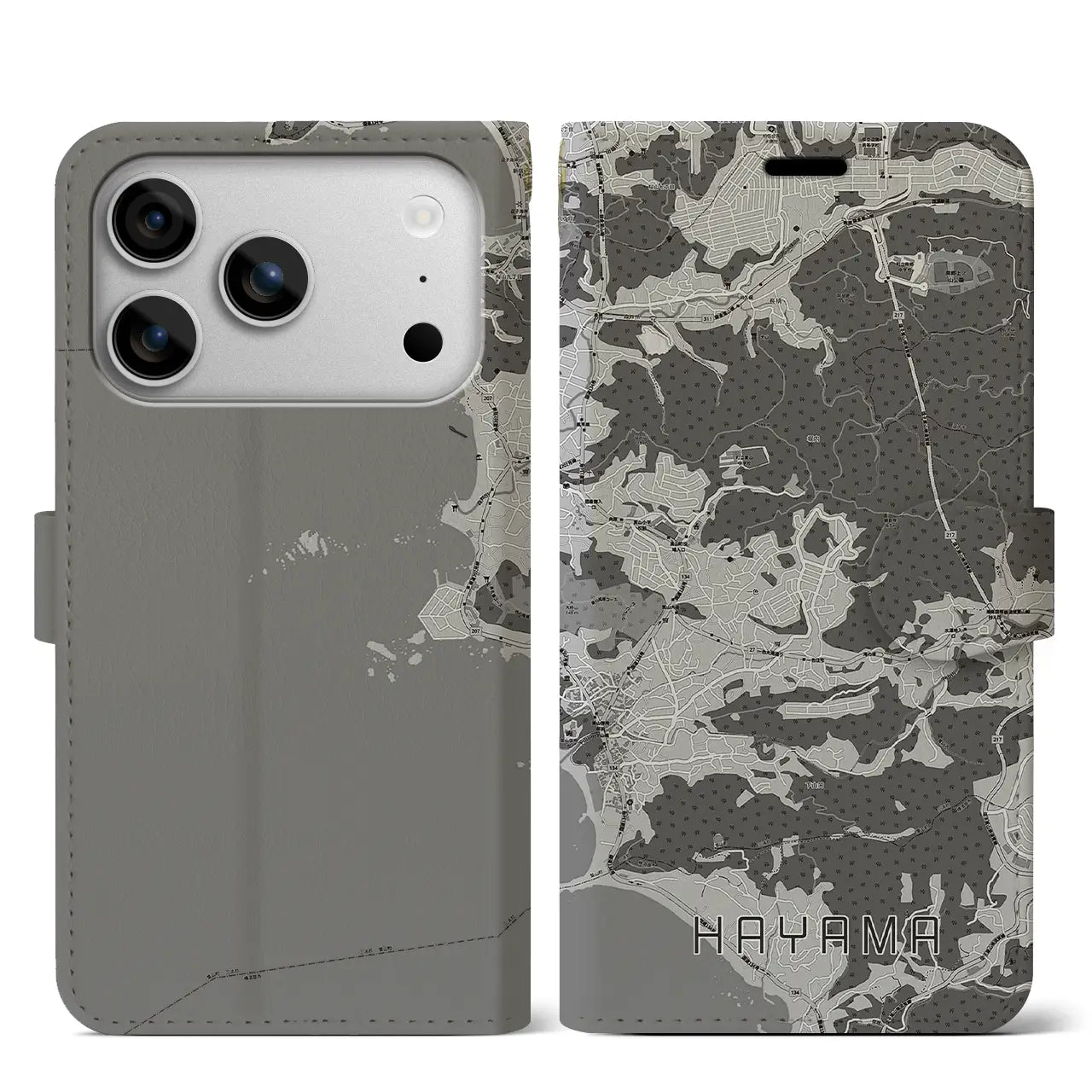 【葉山（神奈川県）】地図柄iPhoneケース（手帳タイプ）