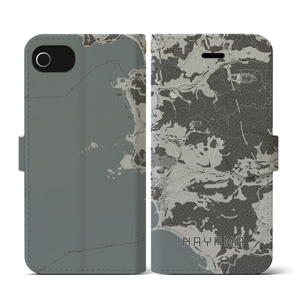 【葉山（神奈川県）】地図柄iPhoneケース（手帳タイプ）モノトーン・iPhone SE（第3 / 第2世代） / 8 / 7 / 6s / 6 用