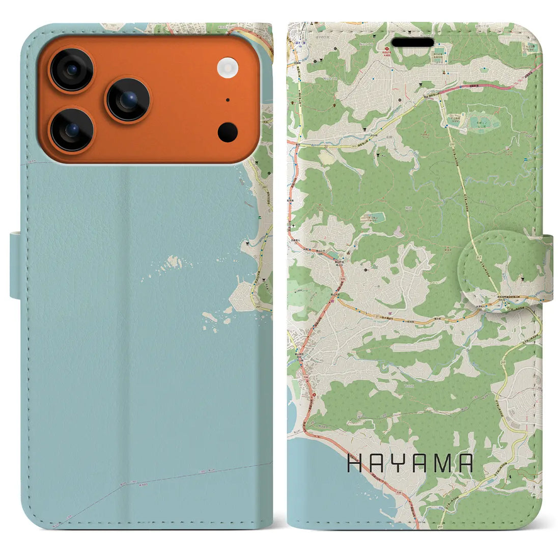 【葉山(神奈川県)】地図柄iPhoneケース(手帳タイプ)モノトーン・iPhone 17 Pro Max 用