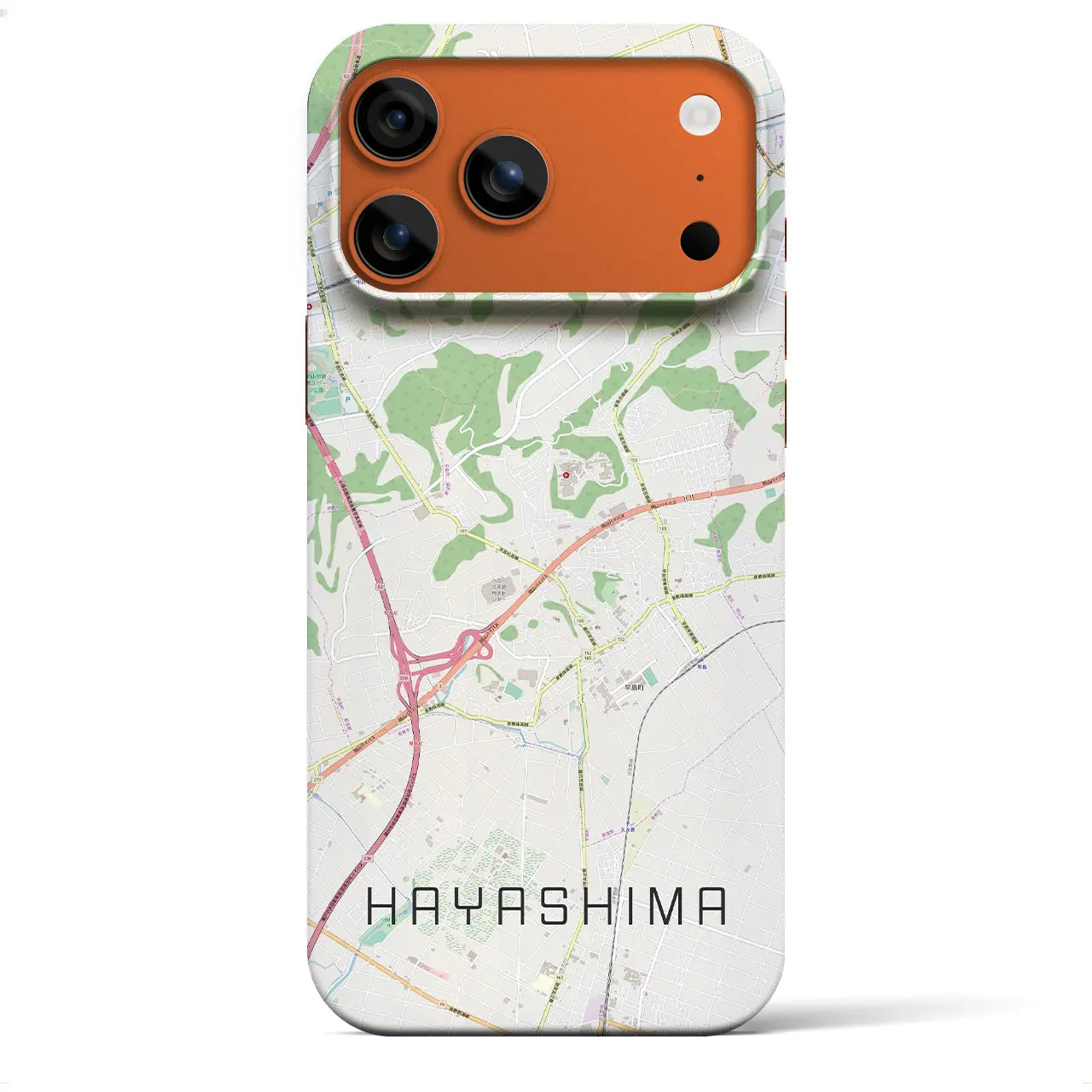 【早島（岡山県）】地図柄iPhoneケース（バックカバータイプ）ブラック・iPhone 17 Pro Max 用