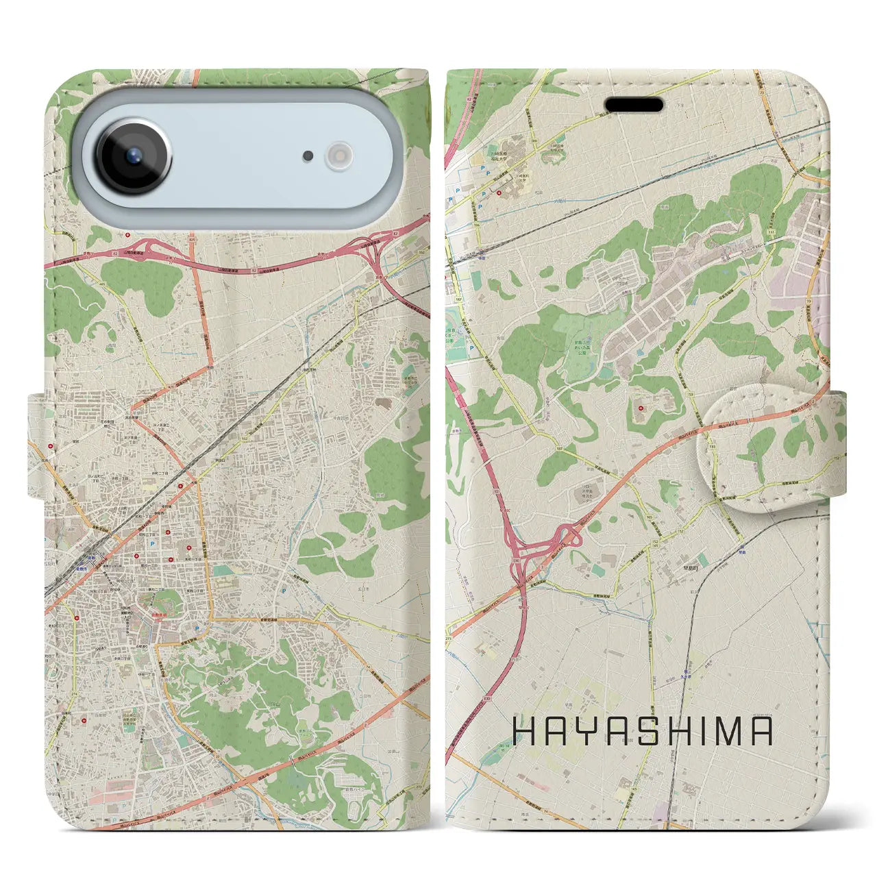 【早島（岡山県）】地図柄iPhoneケース（手帳タイプ）