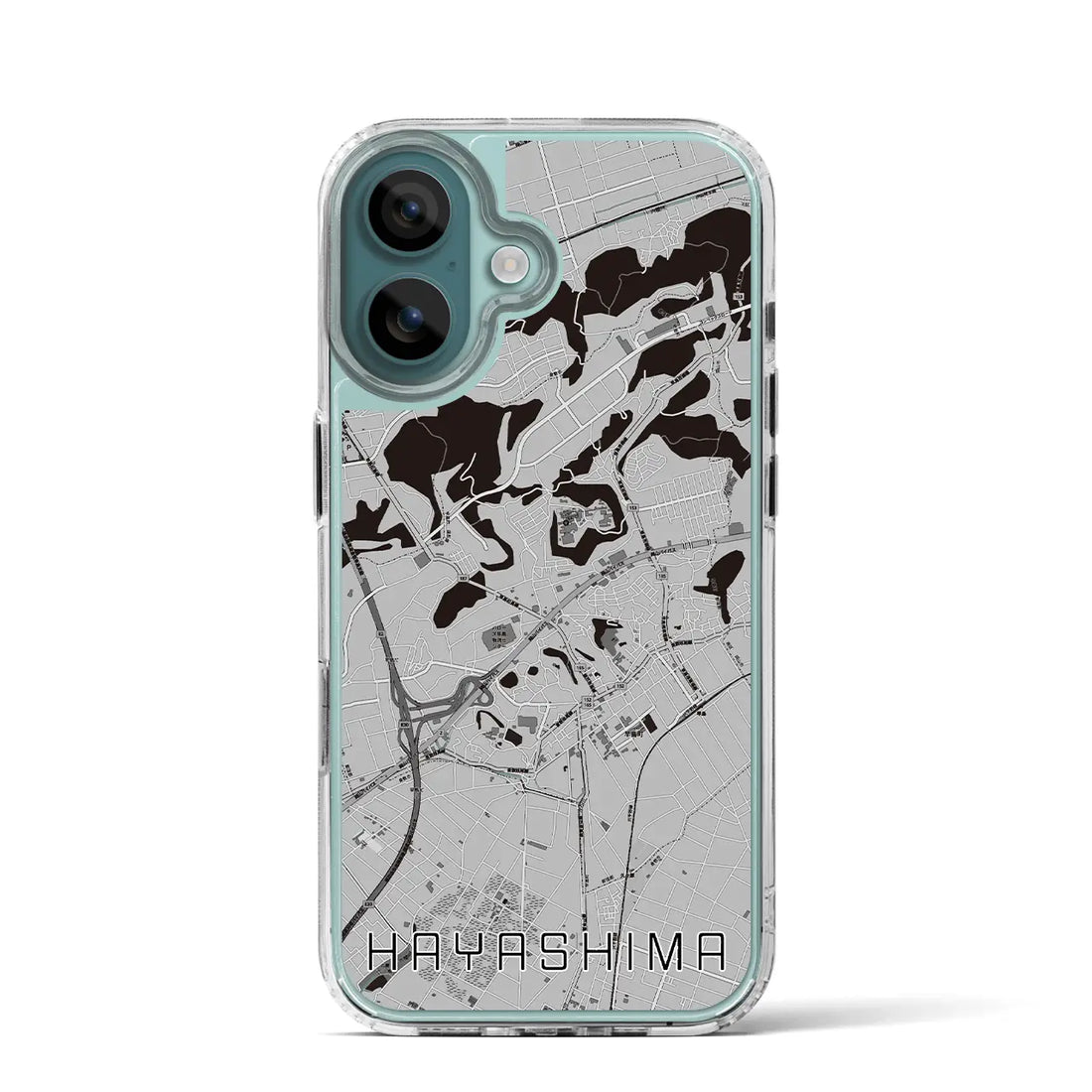 【早島（岡山県）】地図柄iPhoneケース（MagSafeタイプ）モノトーン・iPhone 16 Pro 用