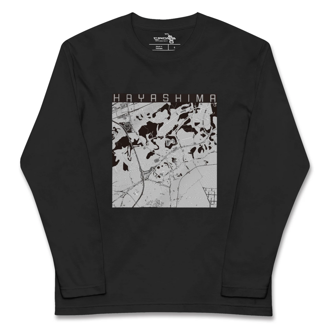 【早島(岡山県)】地図柄ロングスリーブTシャツ