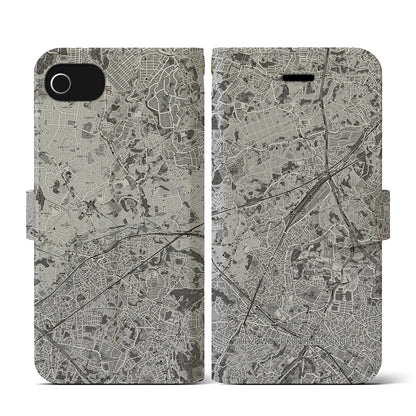 【羽沢横浜国大（神奈川県）】地図柄iPhoneケース（手帳タイプ）モノトーン・iPhone SE（第3 / 第2世代） / 8 / 7 / 6s / 6 用