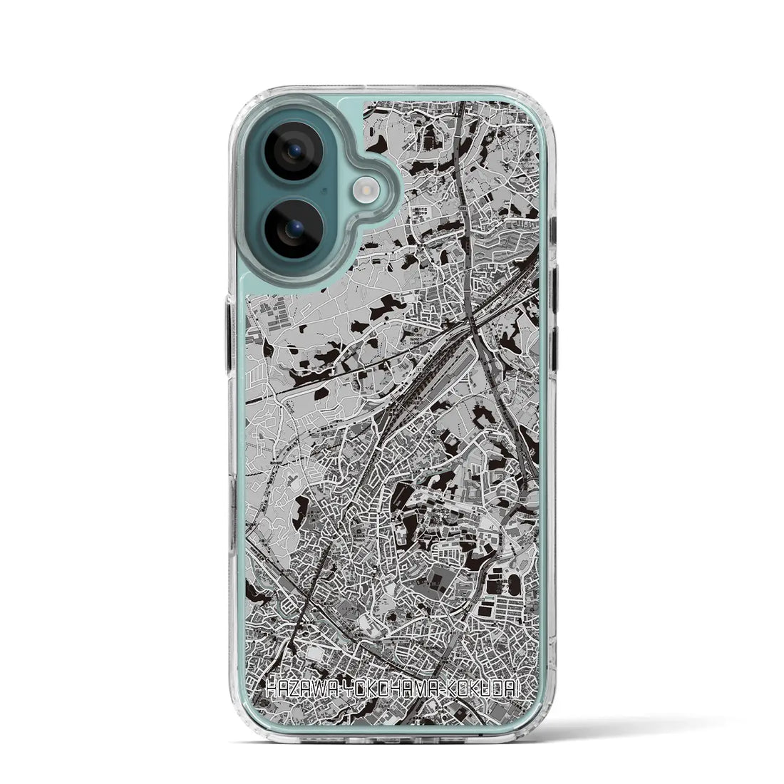 【羽沢横浜国大(神奈川県)】地図柄iPhoneケース(MagSafeタイプ)モノトーン・iPhone 16 Pro 用