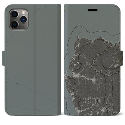 【戸田（静岡県）】地図柄iPhoneケース（手帳タイプ）モノトーン・iPhone 11 Pro Max 用