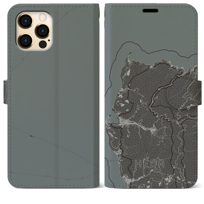 【戸田（静岡県）】地図柄iPhoneケース（手帳タイプ）モノトーン・iPhone 12 Pro Max 用