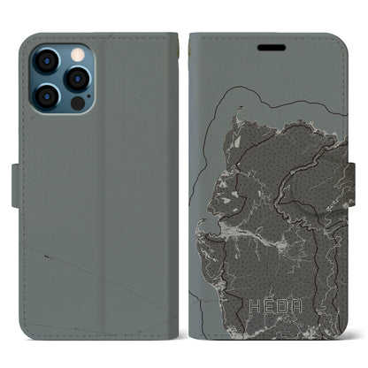 【戸田（静岡県）】地図柄iPhoneケース（手帳タイプ）モノトーン・iPhone 12 / 12 Pro 用