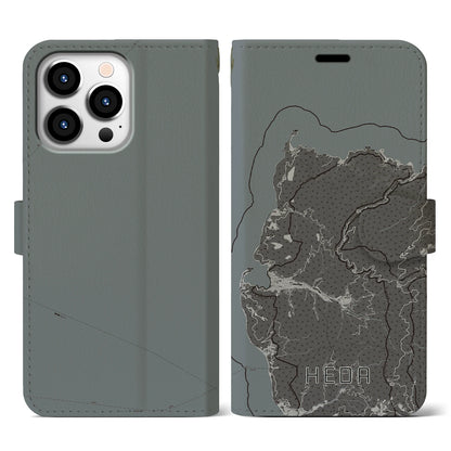 【戸田（静岡県）】地図柄iPhoneケース（手帳タイプ）モノトーン・iPhone 13 Pro 用