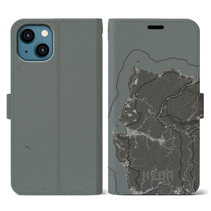 【戸田（静岡県）】地図柄iPhoneケース（手帳タイプ）モノトーン・iPhone 13 用