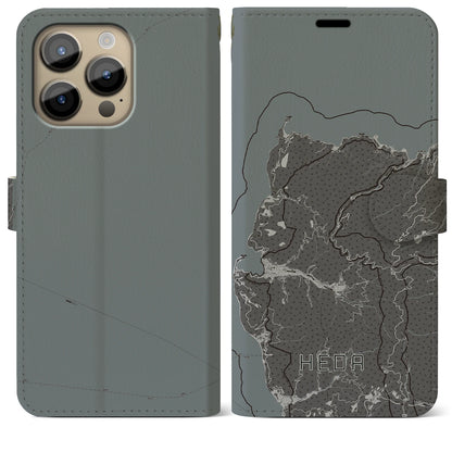 【戸田（静岡県）】地図柄iPhoneケース（手帳タイプ）モノトーン・iPhone 14 Pro Max 用