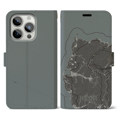 【戸田（静岡県）】地図柄iPhoneケース（手帳タイプ）モノトーン・iPhone 15 Pro 用