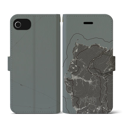 【戸田（静岡県）】地図柄iPhoneケース（手帳タイプ）モノトーン・iPhone SE（第3 / 第2世代） / 8 / 7 / 6s / 6 用