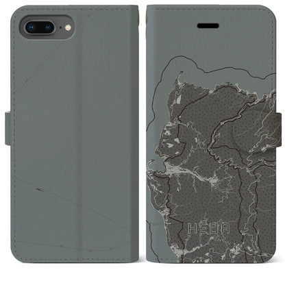 【戸田（静岡県）】地図柄iPhoneケース（手帳タイプ）モノトーン・iPhone 8Plus /7Plus / 6sPlus / 6Plus 用