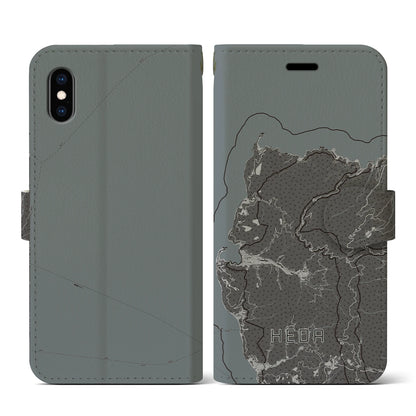 【戸田（静岡県）】地図柄iPhoneケース（手帳タイプ）モノトーン・iPhone XS / X 用