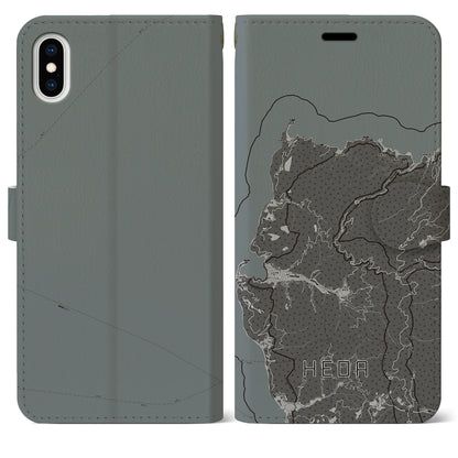 【戸田（静岡県）】地図柄iPhoneケース（手帳タイプ）モノトーン・iPhone XS Max 用