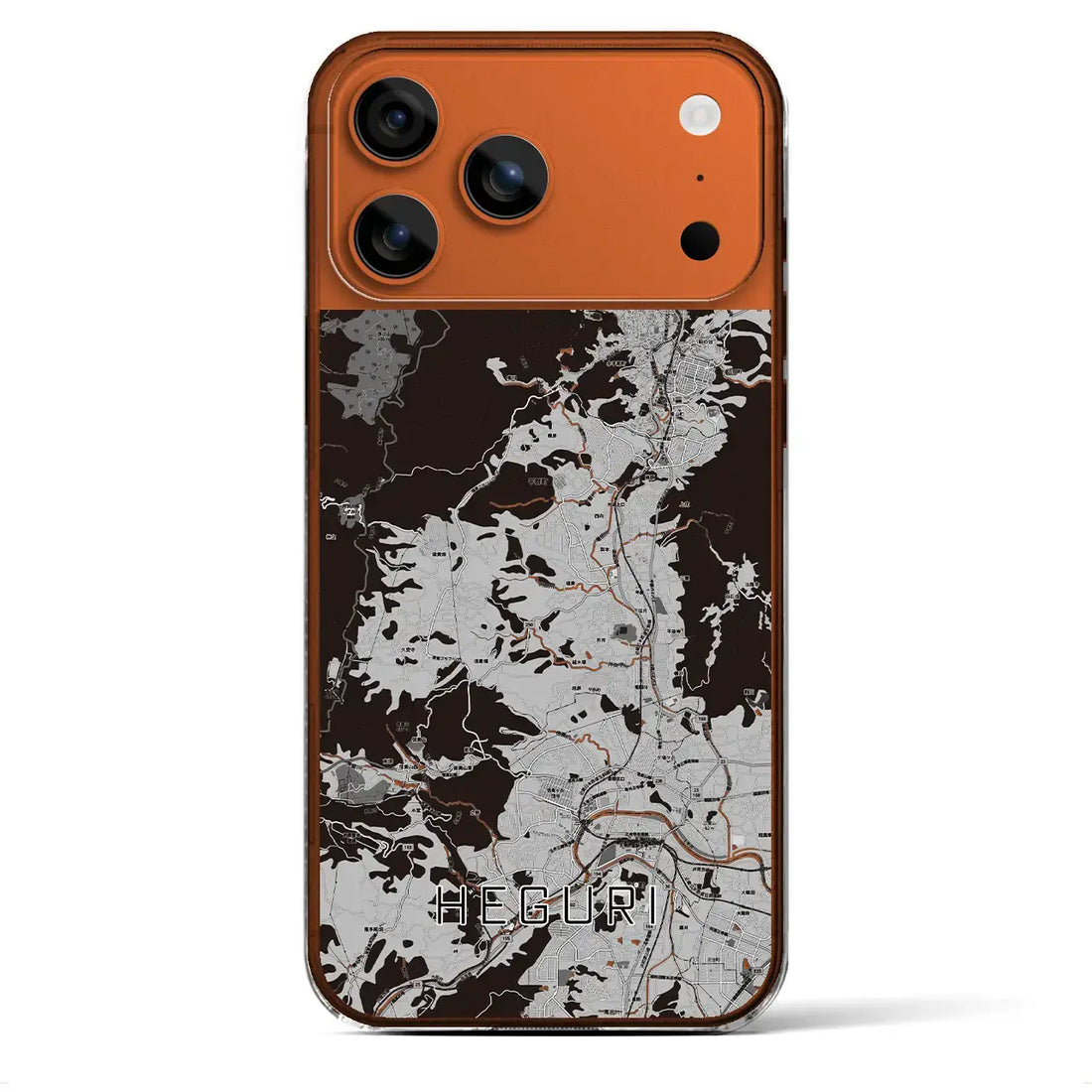 【平群(奈良県)】地図柄iPhoneケース(クリアタイプ)モノトーン・iPhone 17 Pro Max 用