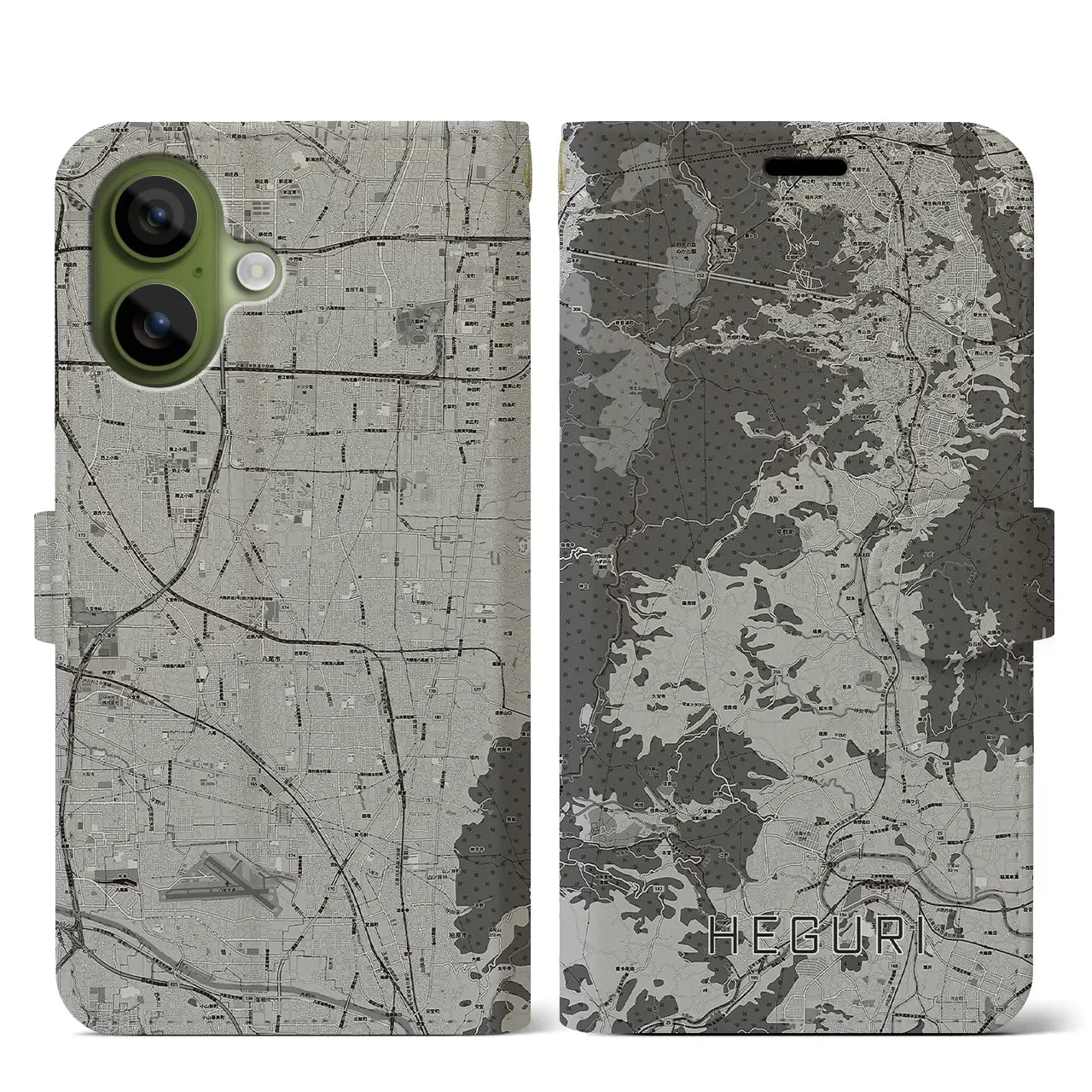 【平群（奈良県）】地図柄iPhoneケース（手帳タイプ）