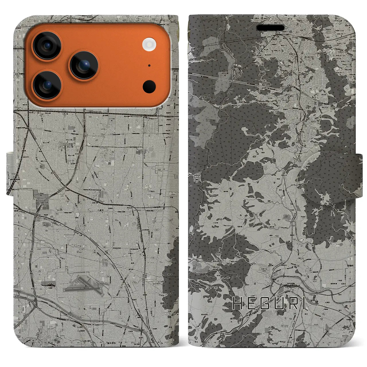 【平群（奈良県）】地図柄iPhoneケース（手帳タイプ）