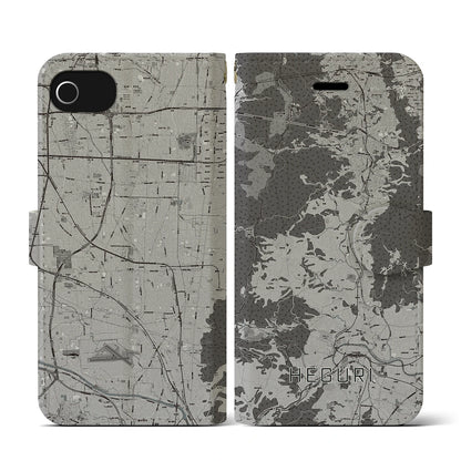 【平群（奈良県）】地図柄iPhoneケース（手帳タイプ）モノトーン・iPhone SE（第3 / 第2世代） / 8 / 7 / 6s / 6 用