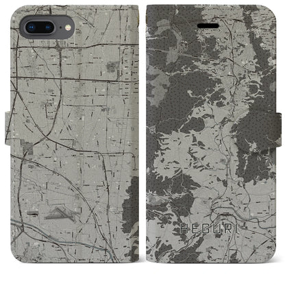 【平群（奈良県）】地図柄iPhoneケース（手帳タイプ）モノトーン・iPhone 8Plus /7Plus / 6sPlus / 6Plus 用