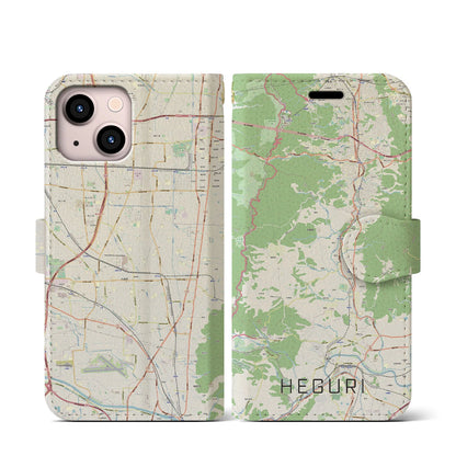 【平群（奈良県）】地図柄iPhoneケース（手帳タイプ）ナチュラル・iPhone 13 mini 用