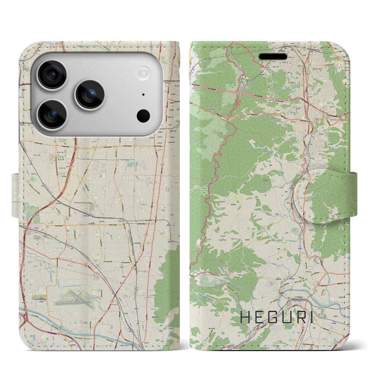 【平群（奈良県）】地図柄iPhoneケース（手帳タイプ）