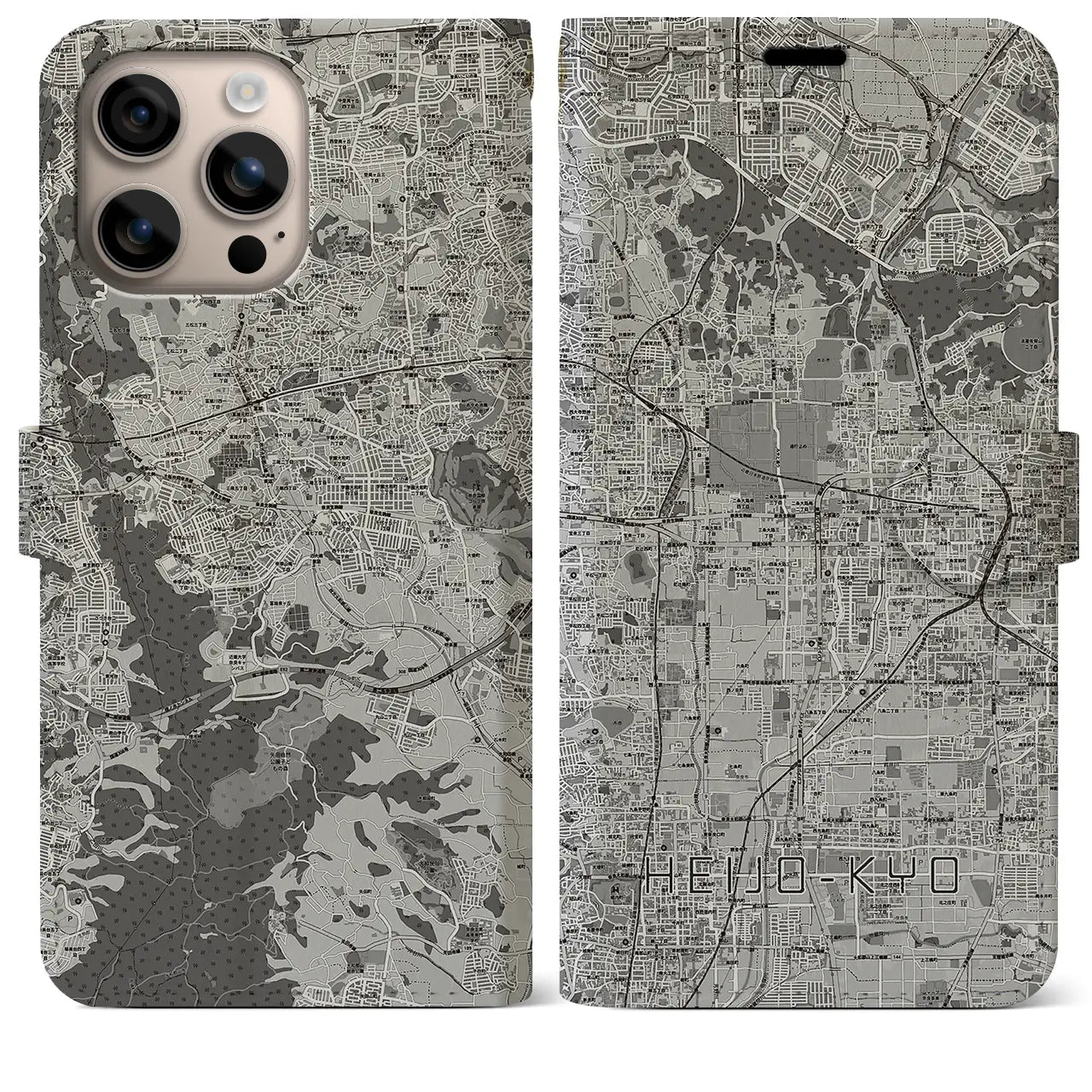 【平城京（奈良県）】地図柄iPhoneケース（手帳タイプ）