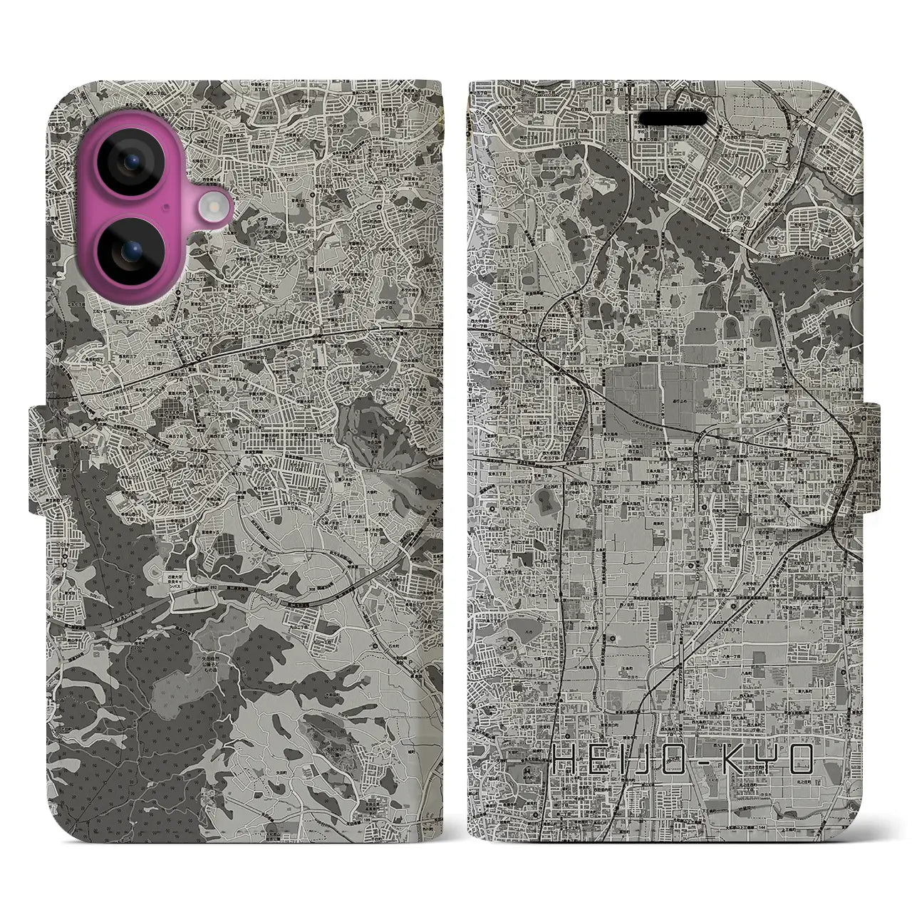 【平城京（奈良県）】地図柄iPhoneケース（手帳タイプ）