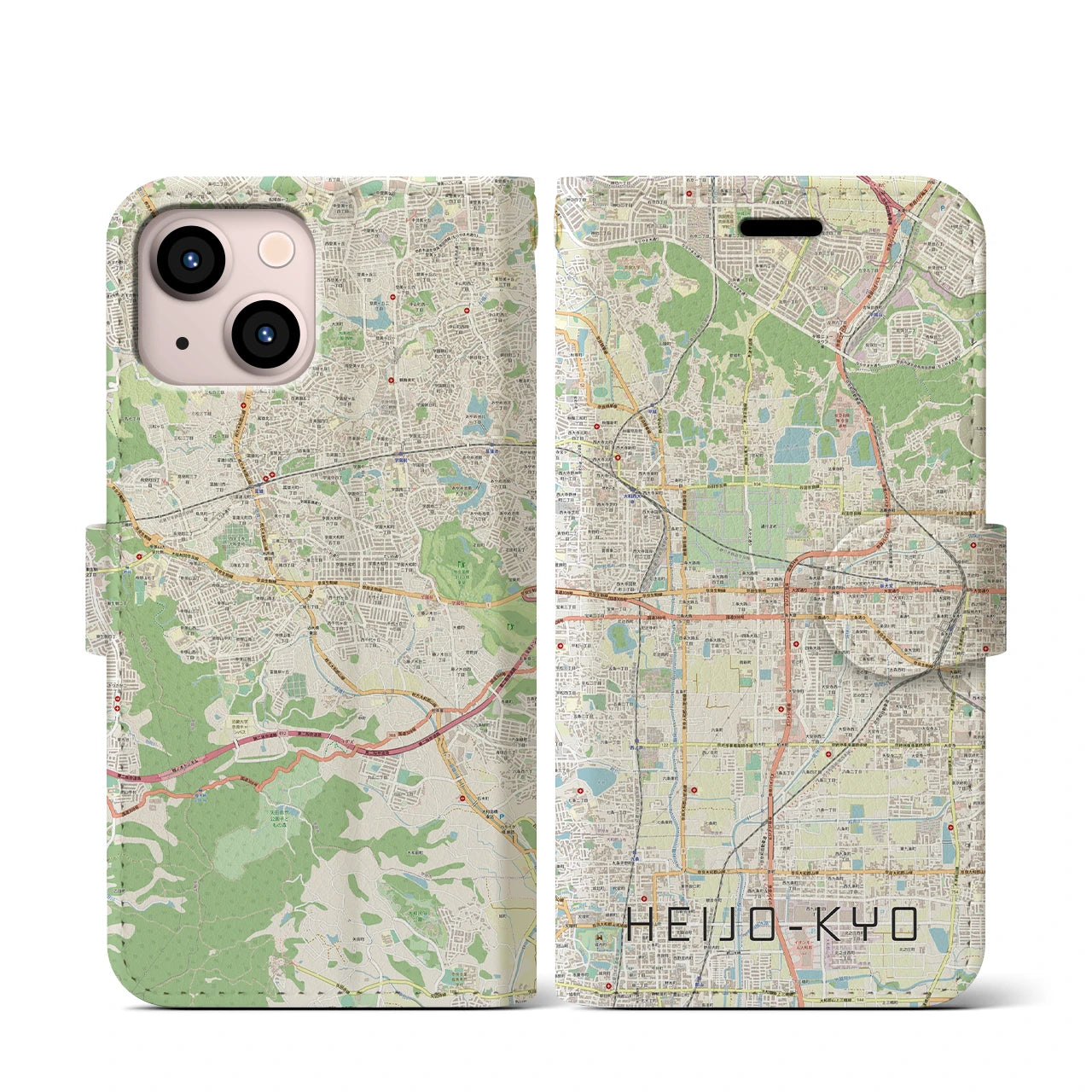 【平城京（奈良県）】地図柄iPhoneケース（手帳タイプ）