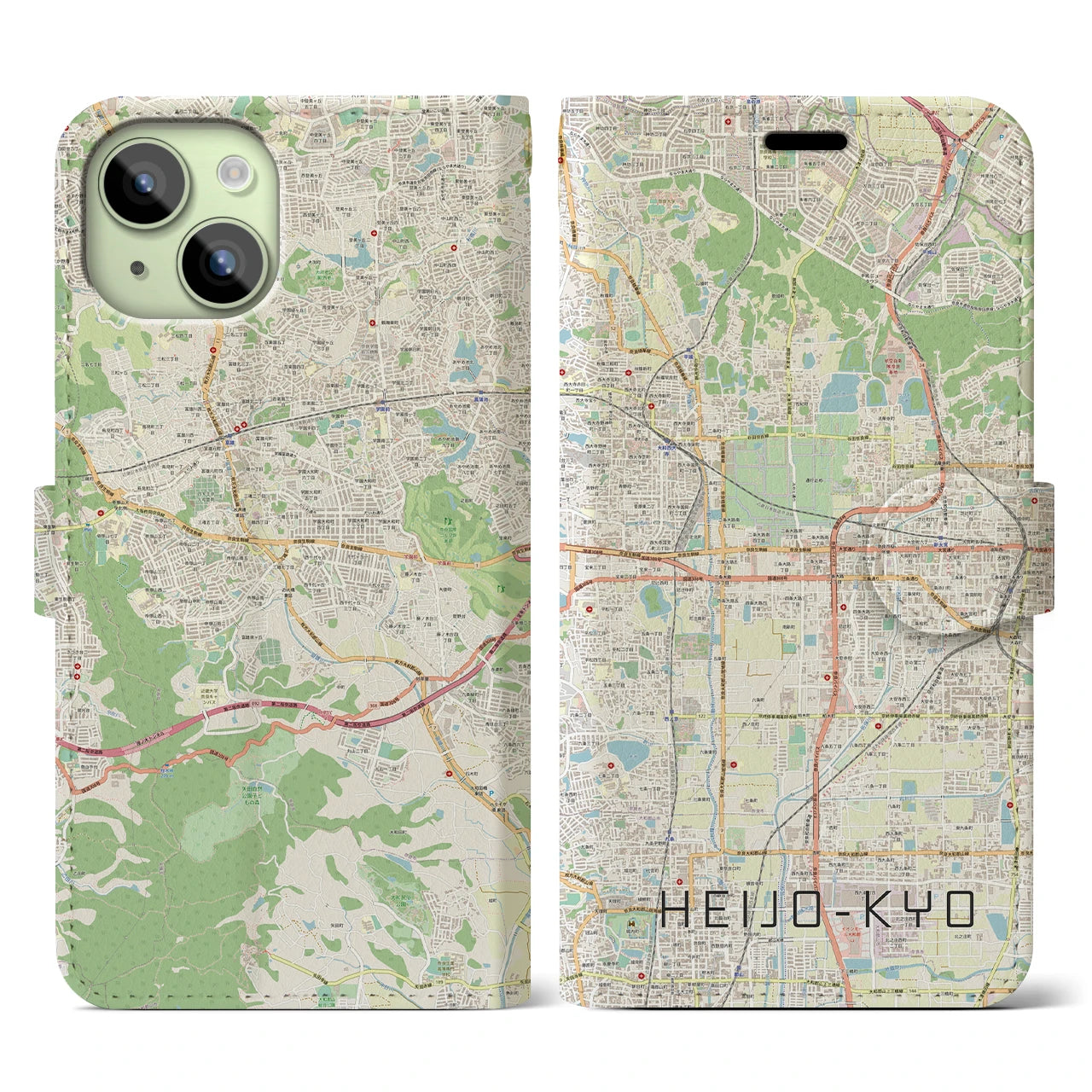 【平城京（奈良県）】地図柄iPhoneケース（手帳タイプ）