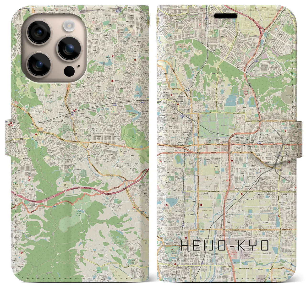 【平城京（奈良県）】地図柄iPhoneケース（手帳タイプ）