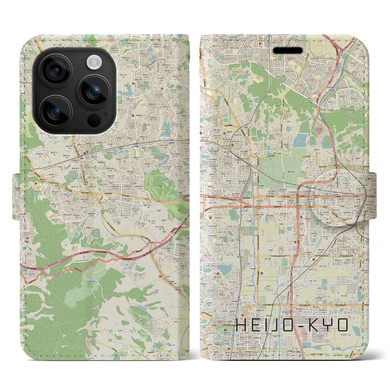 【平城京（奈良県）】地図柄iPhoneケース（手帳タイプ）