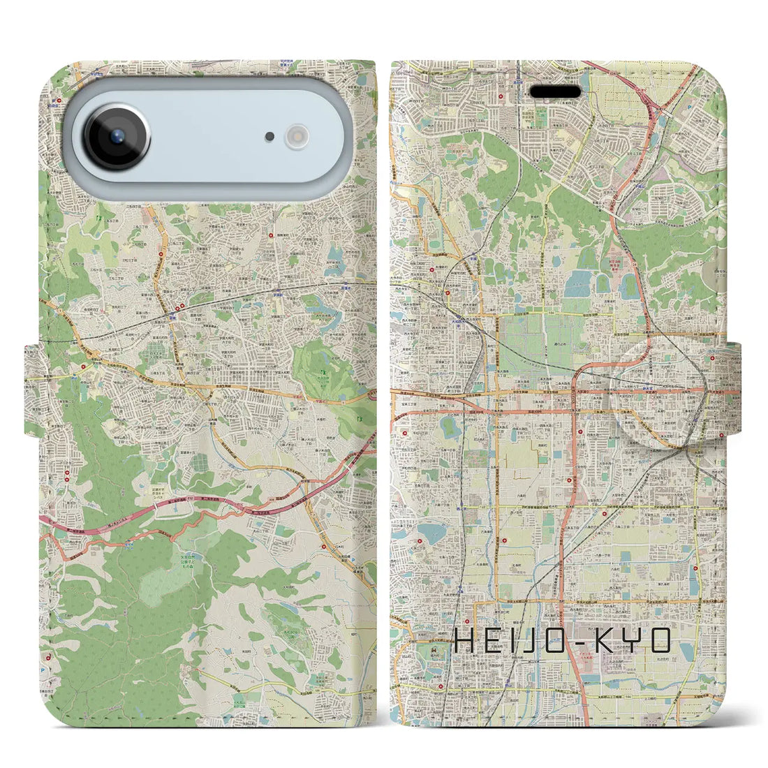 【平城京（奈良県）】地図柄iPhoneケース（手帳タイプ）モノトーン・iPhone 17 Pro Max 用